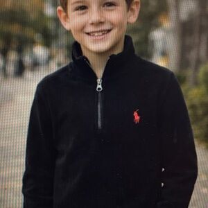 Ralph Lauren Black Half-Zip Pullover with Red Pony Logo